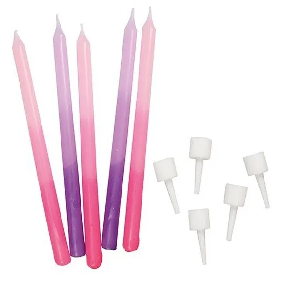 12 candeline rosa ombré 10cm