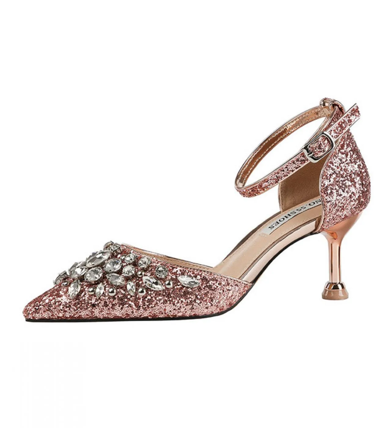 2022 New Summer Crystal Trendyol Sandali da sposa da donna Décolleté con punta a punta Scarpe da donna con strass Bling Tacchi a
