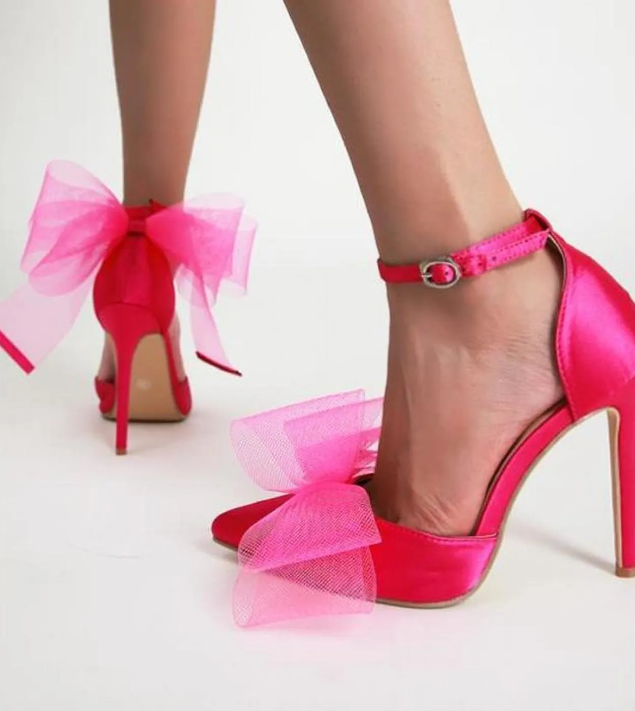2022 Nuovo Stile Filato Netto Bowknot Delle Signore Pompe Tacco Sottile Punta A Punta Superficiale di Estate Delle Donne Scarpe