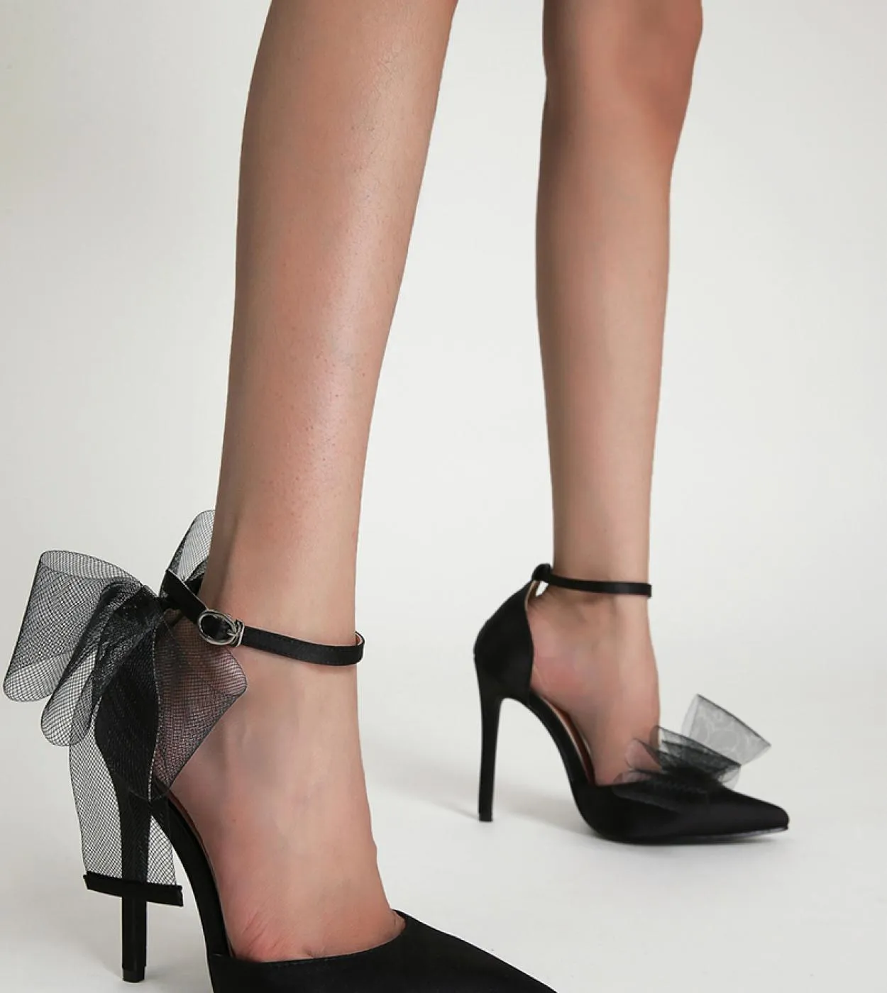 2022 Nuovo Stile Filato Netto Bowknot Delle Signore Pompe Tacco Sottile Punta A Punta Superficiale di Estate Delle Donne Scarpe