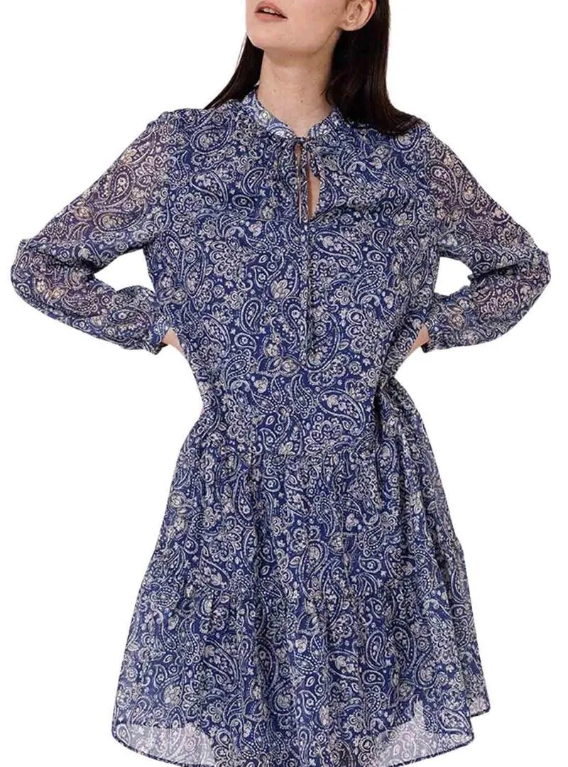 Abito Naf Naf Pasley con fiocco blu per donna