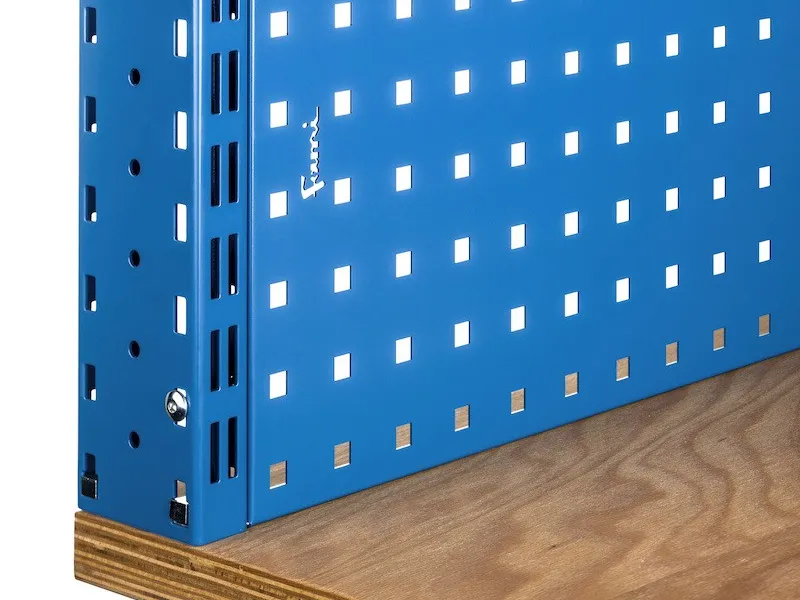 Banco da lavoro regolabile Fami WORK1534 150cm, piano in legno, cassetto e parete forata