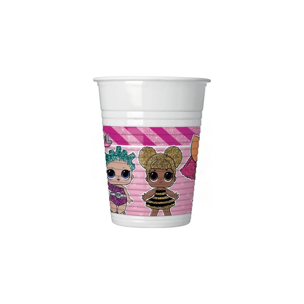 Bicchieri Plastica Tema Lol Surprise 200 ml per Compleanno Bambine - Conf. 8