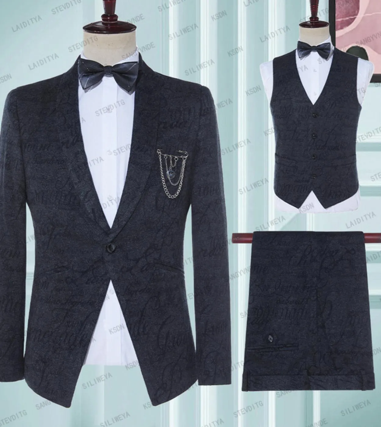 Blazer floreale abbronzante jacquard grigio scuro Uomo 2023 Giacca da uomo con bottone singolo di marca di lusso Giacca da uomo
