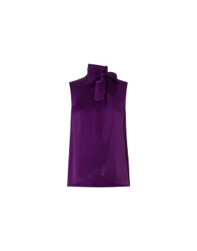 BLUSA VIOLA IN SATIN DI MISTO SETA