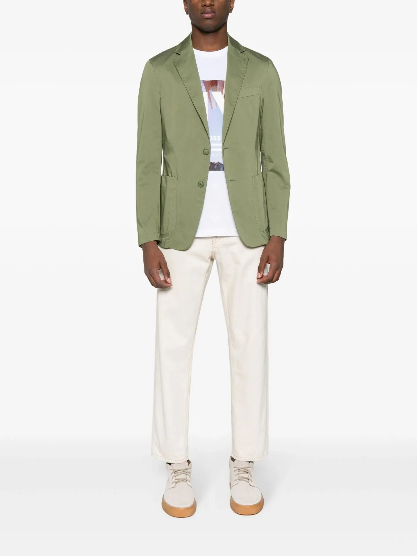 Boss Giacca Verde Monopetto in Cotone