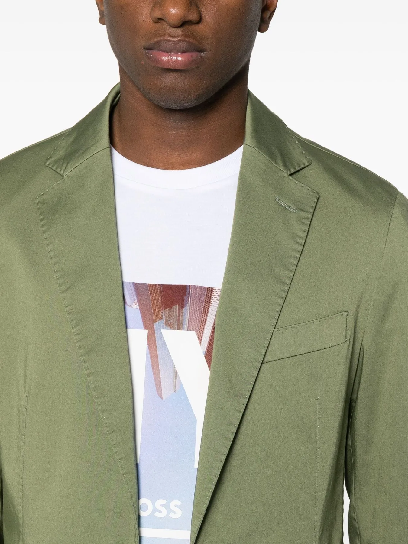 Boss Giacca Verde Monopetto in Cotone
