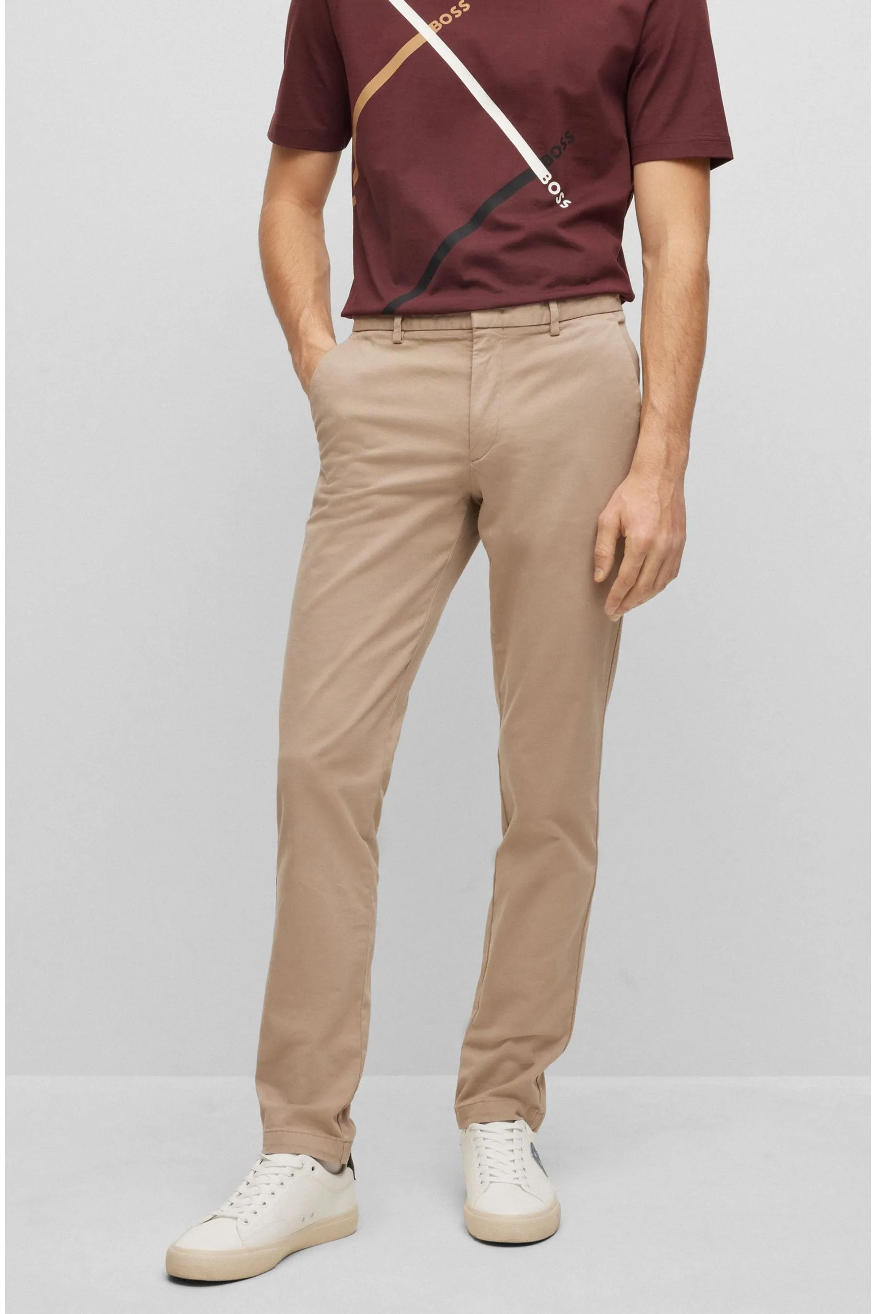 BOSS Vestibilità attillata / Slim - Pantaloni chino in gabardine elasticizzato in cotone