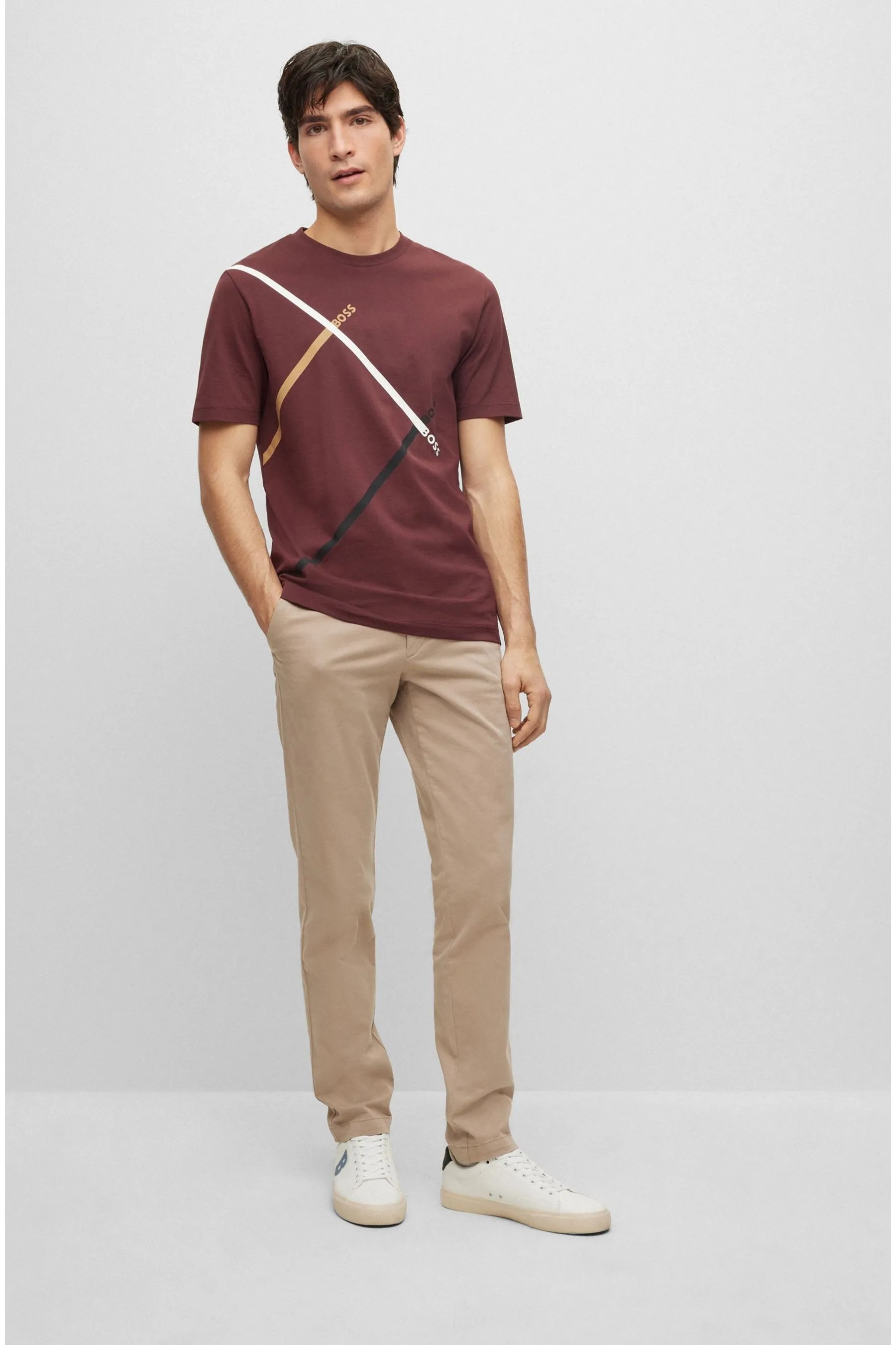 BOSS Vestibilità attillata / Slim - Pantaloni chino in gabardine elasticizzato in cotone