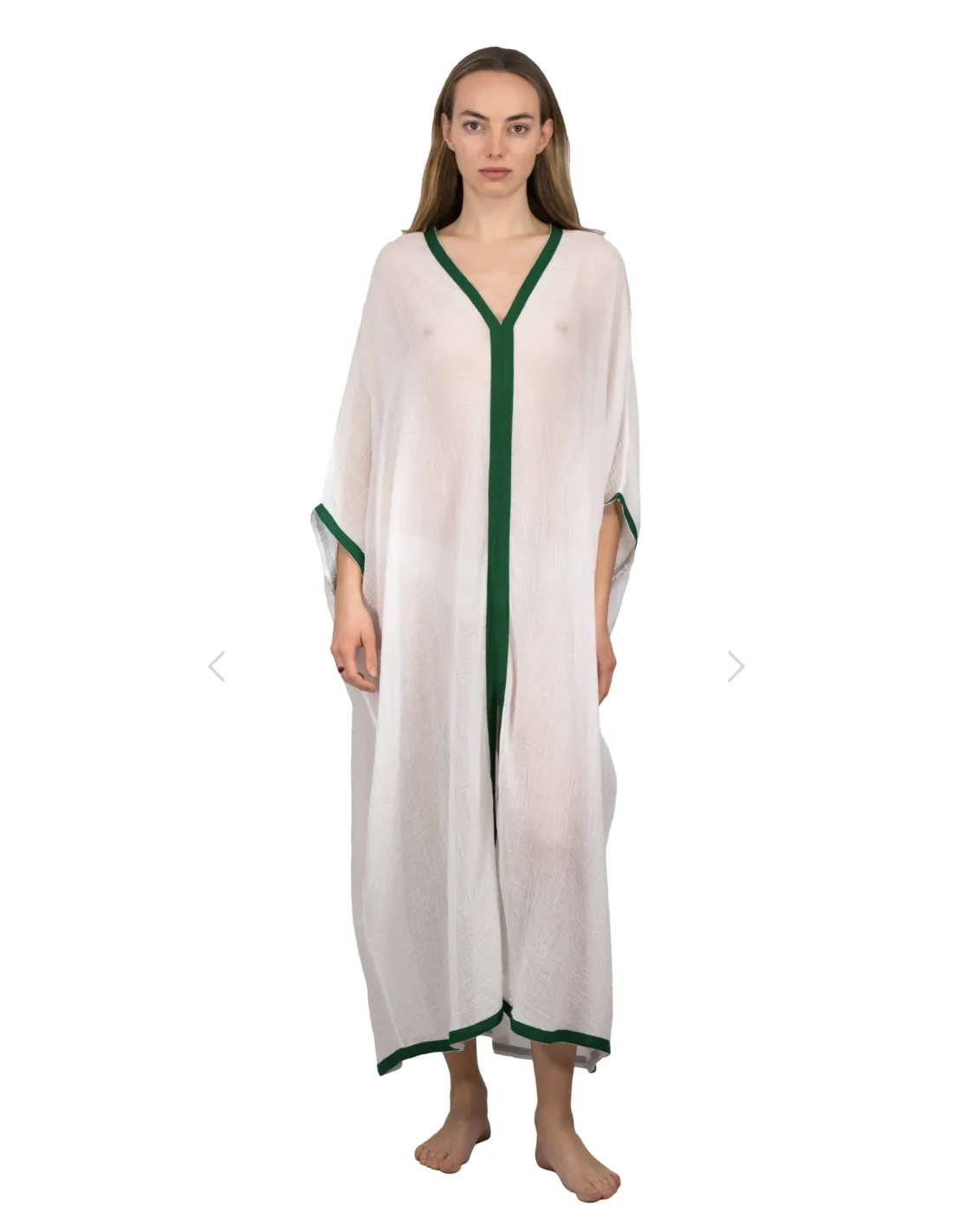 Caftano Ambas - Djellaba Classic Grezzo bordo verde