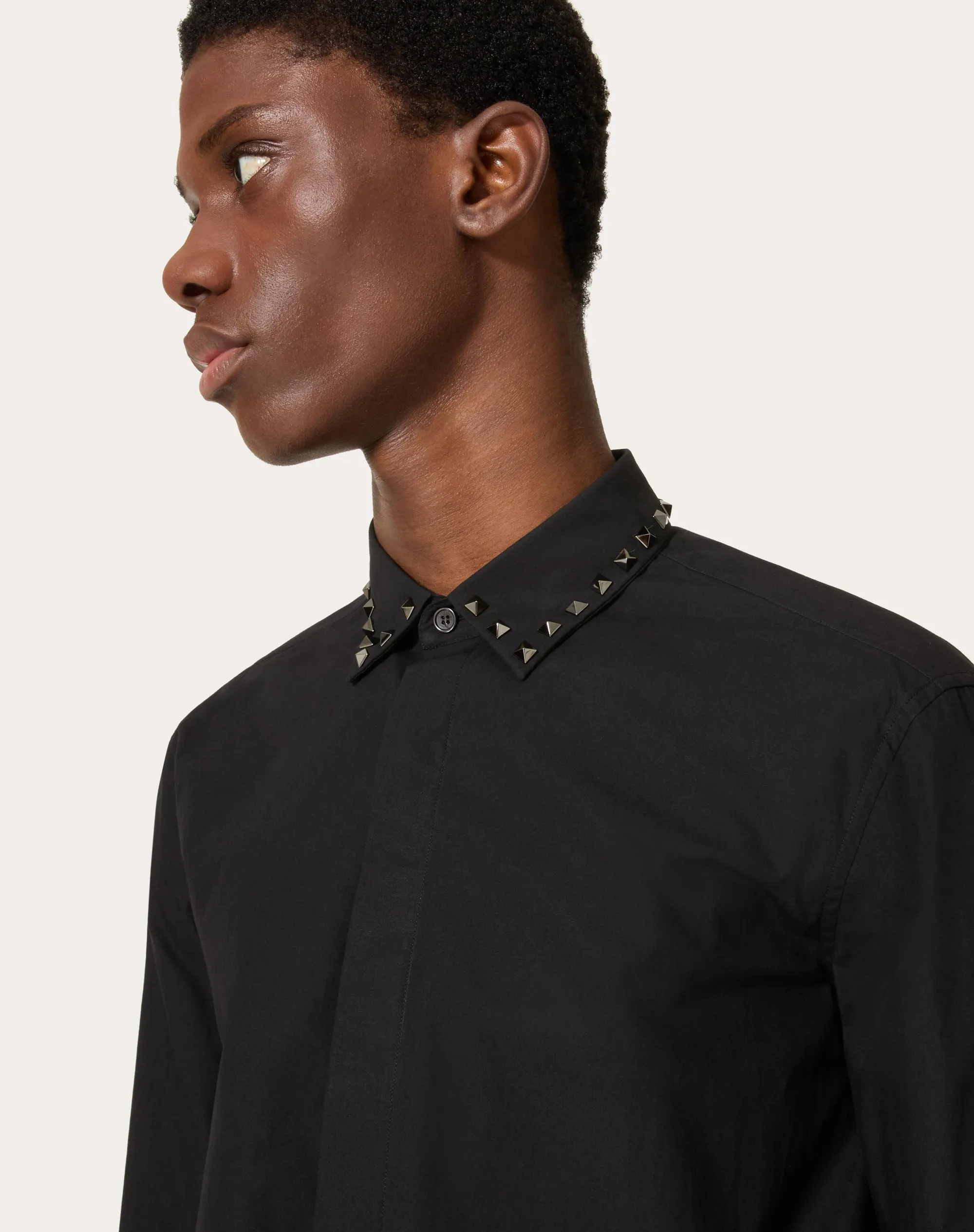 CAMICIA MANICA LUNGA IN COTONE CON BORCHIE BLACK UNTITLED SUL COLLETTO