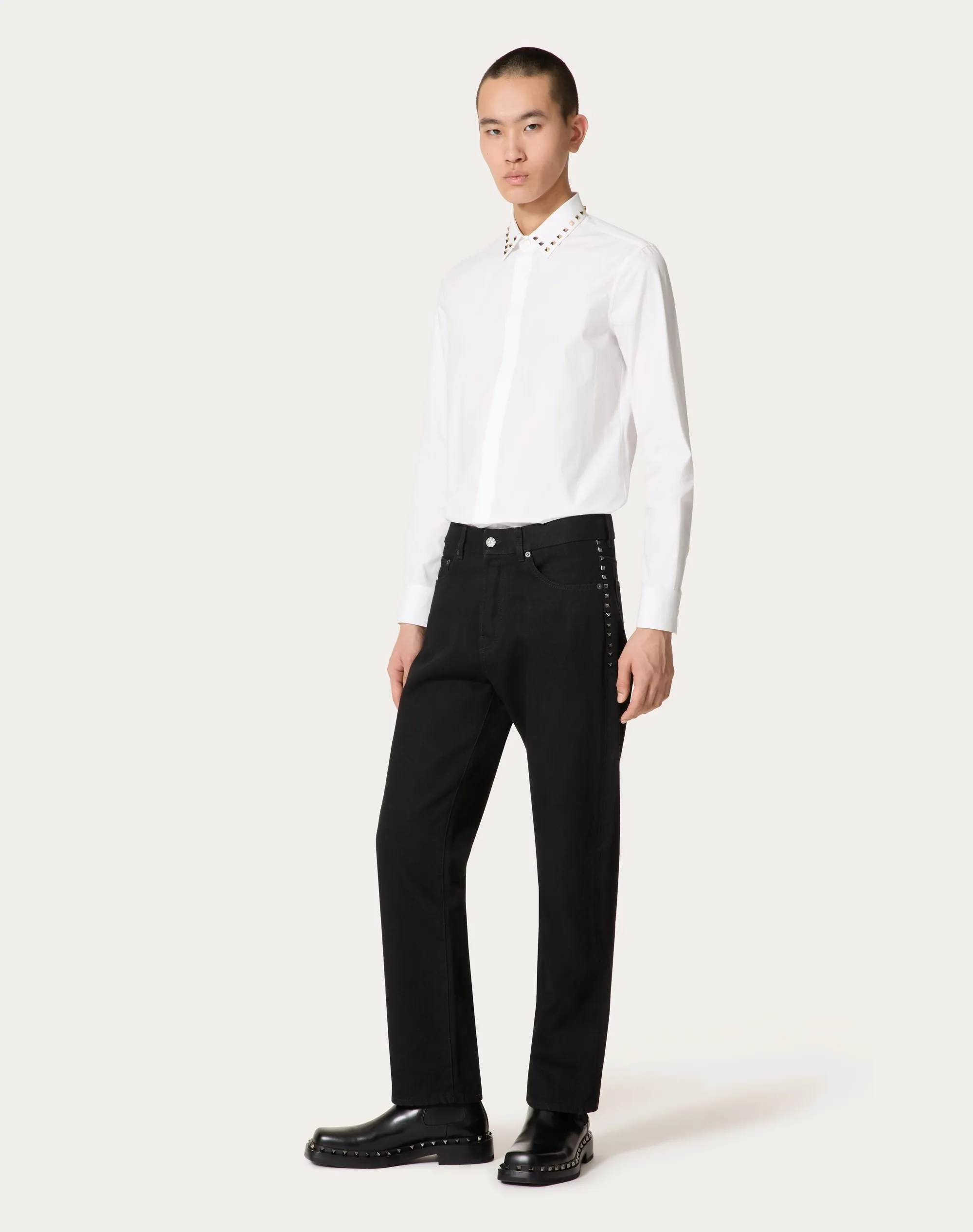 CAMICIA MANICA LUNGA IN COTONE CON BORCHIE BLACK UNTITLED SUL COLLETTO