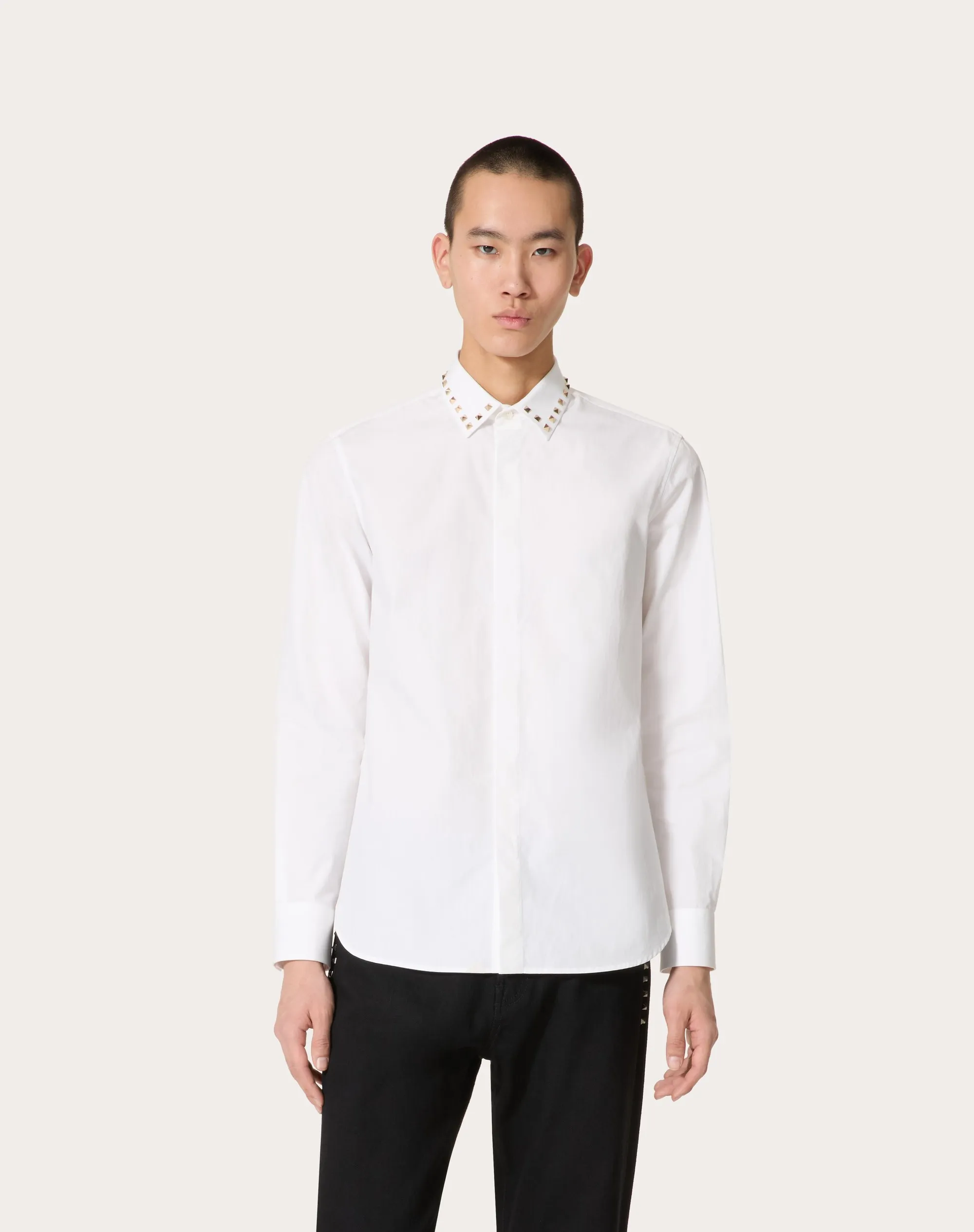 CAMICIA MANICA LUNGA IN COTONE CON BORCHIE BLACK UNTITLED SUL COLLETTO