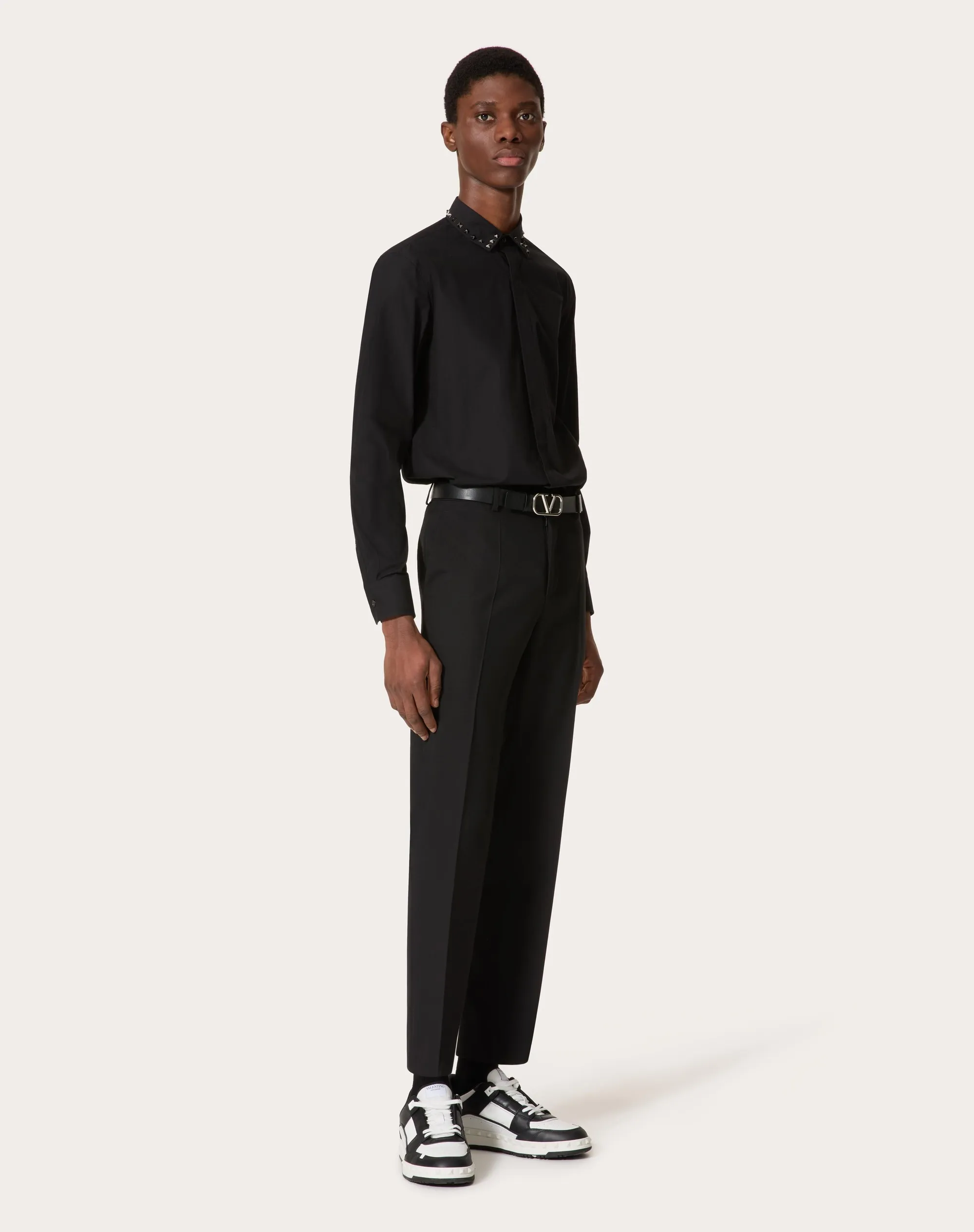 CAMICIA MANICA LUNGA IN COTONE CON BORCHIE BLACK UNTITLED SUL COLLETTO