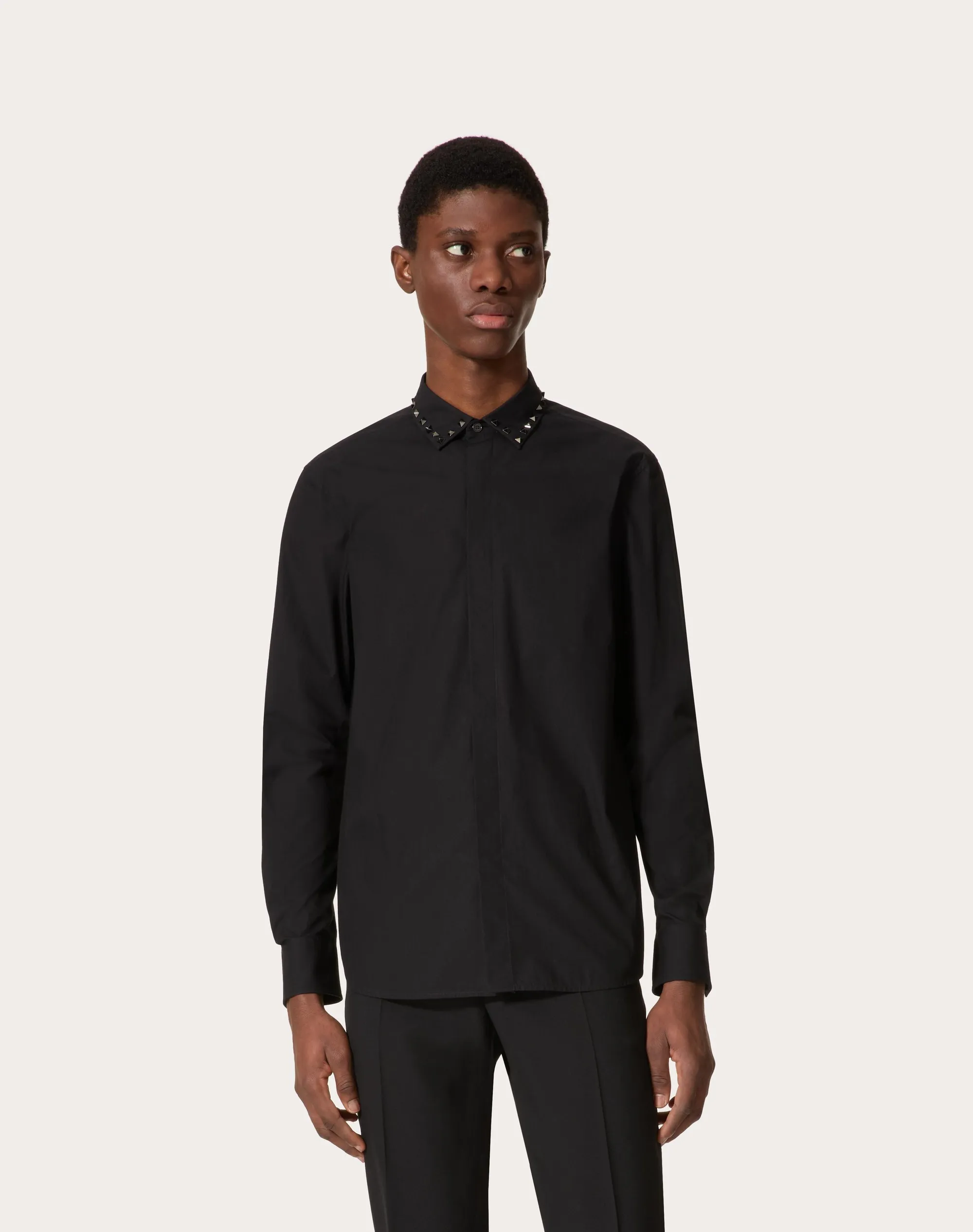 CAMICIA MANICA LUNGA IN COTONE CON BORCHIE BLACK UNTITLED SUL COLLETTO
