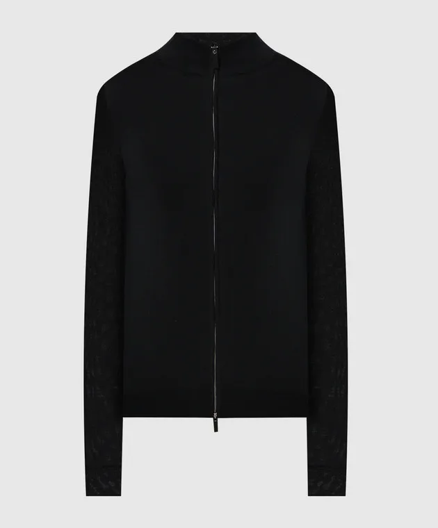 Canali Cardigan nero in lana MK00077C0022