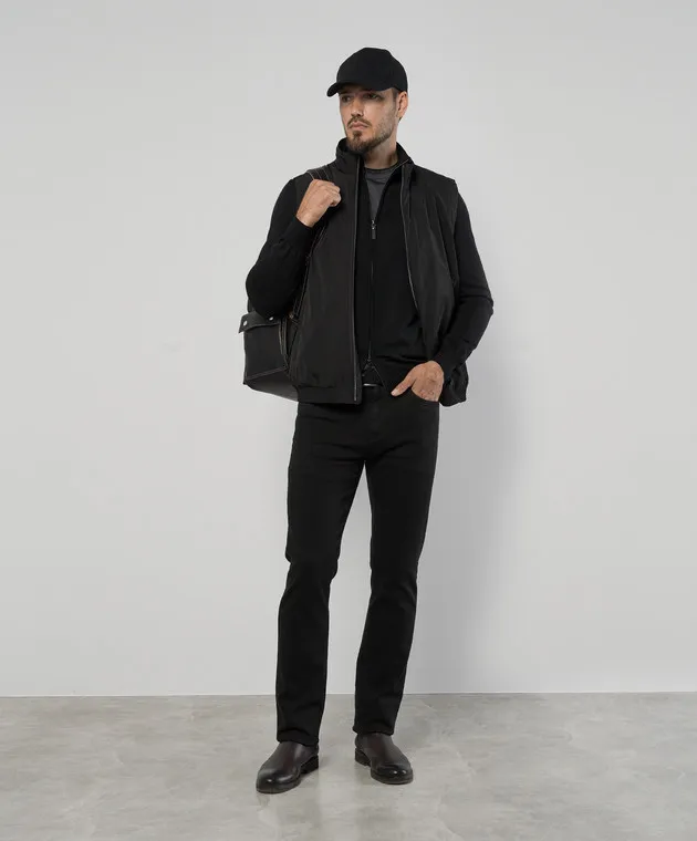 Canali Cardigan nero in lana MK00077C0022