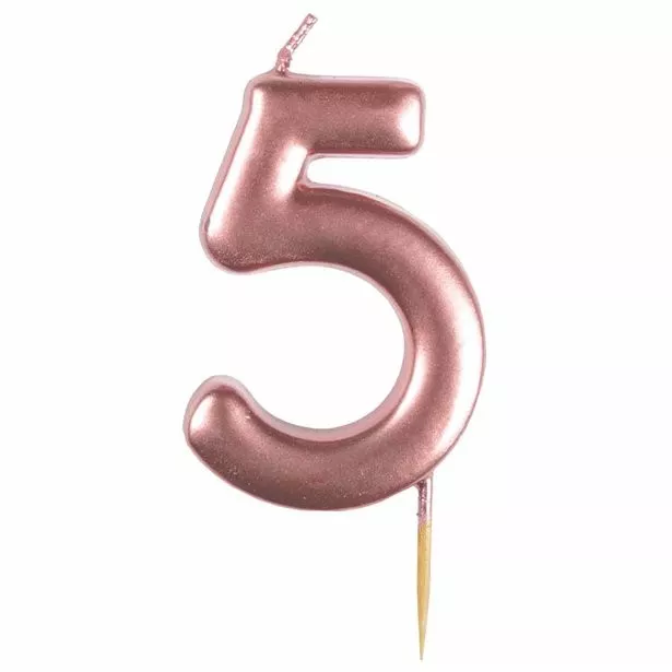 Candela per torta numero 5 oro rosa metallizzato