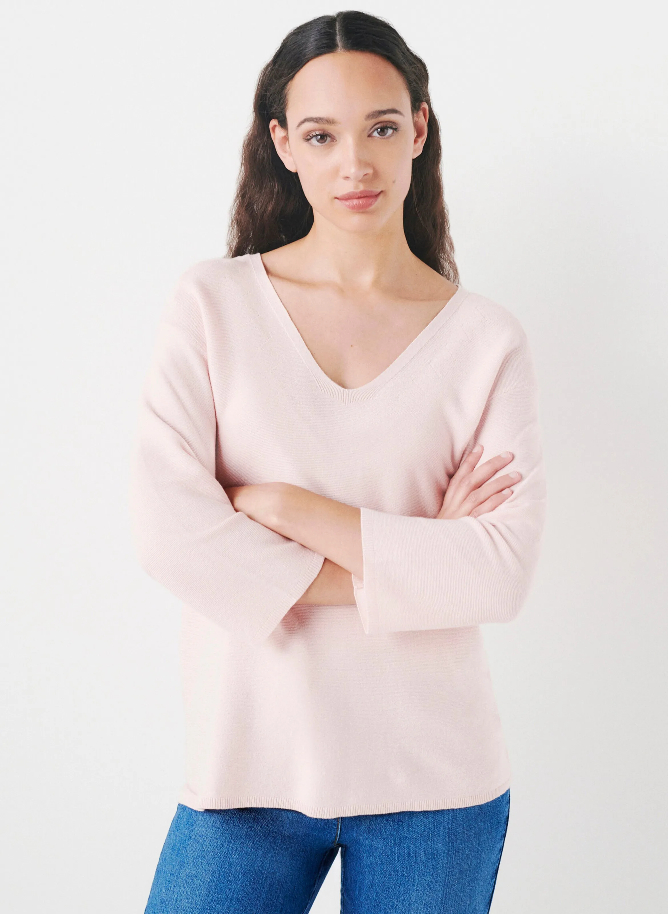  CAROLL   MBOBBY - Maglione ampio scollo a V in cotone | Rosa