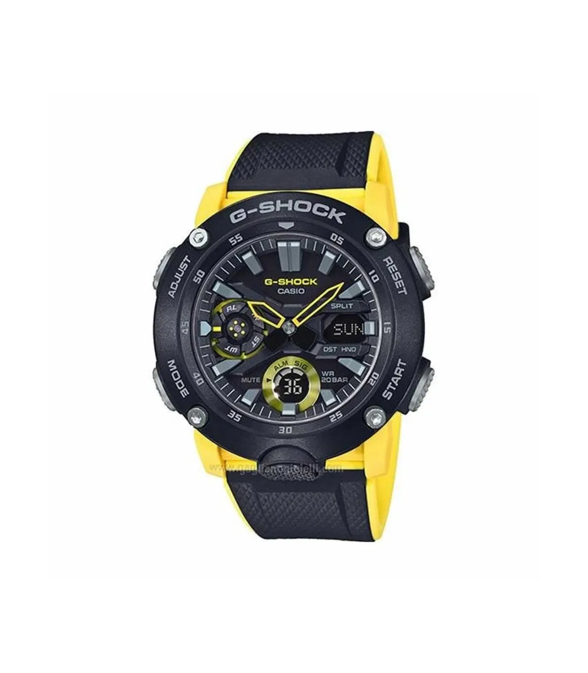 Casio G-Shock Gomma Nero Giallo GA-2000-1A9ER Orologio Uomo