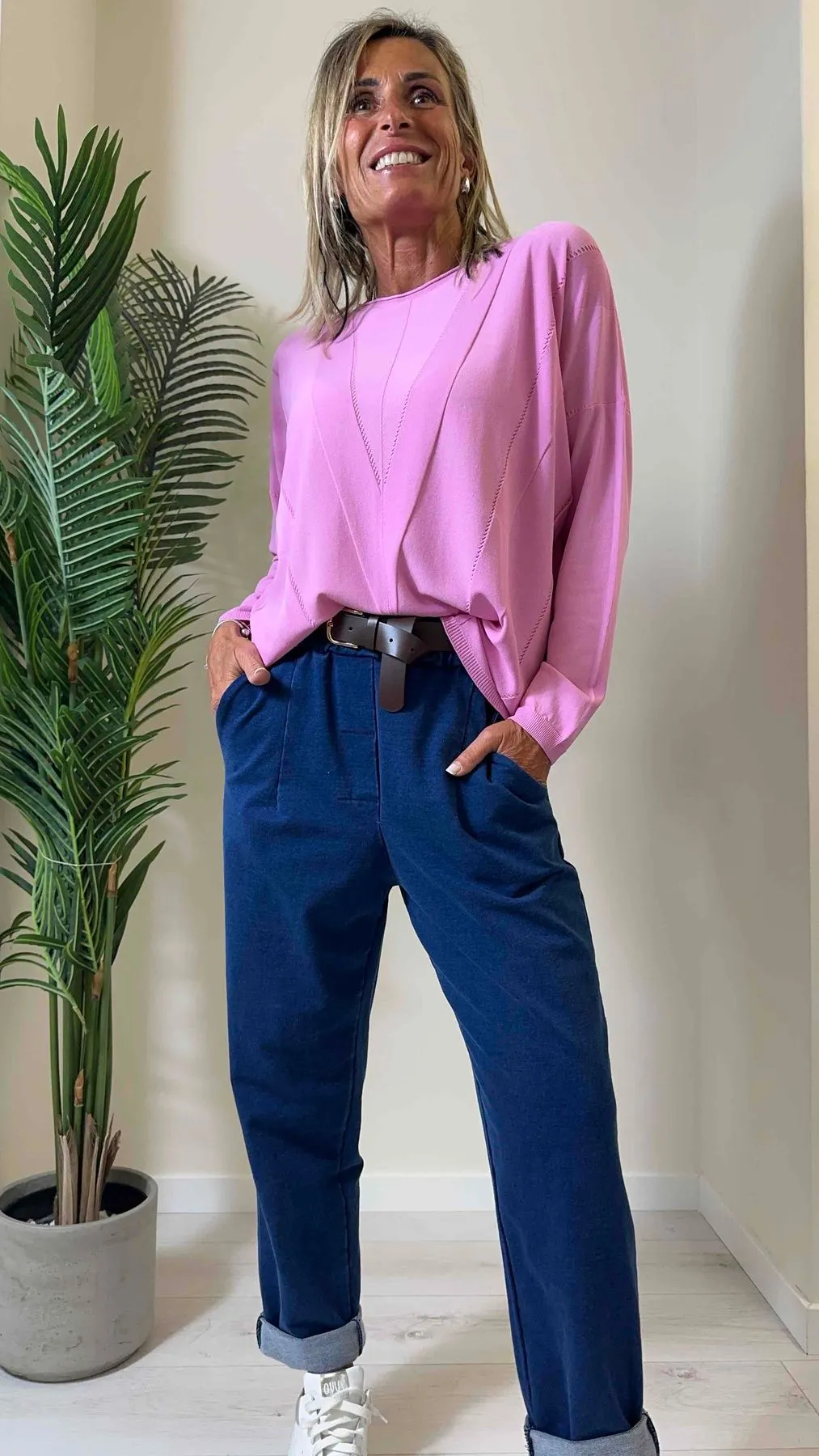 DAFNE - AL0705P26 - MAGLIA 67%VISCOSA FLUIDACON MOTIVO CANALATURA