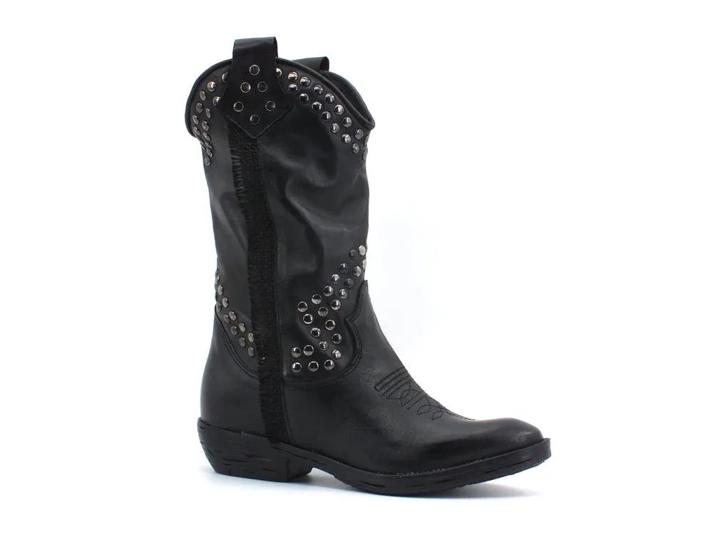 DIVINE FOLLIE Stivale Texano Nero TX251