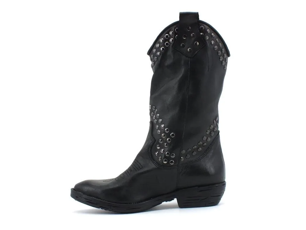 DIVINE FOLLIE Stivale Texano Nero TX251