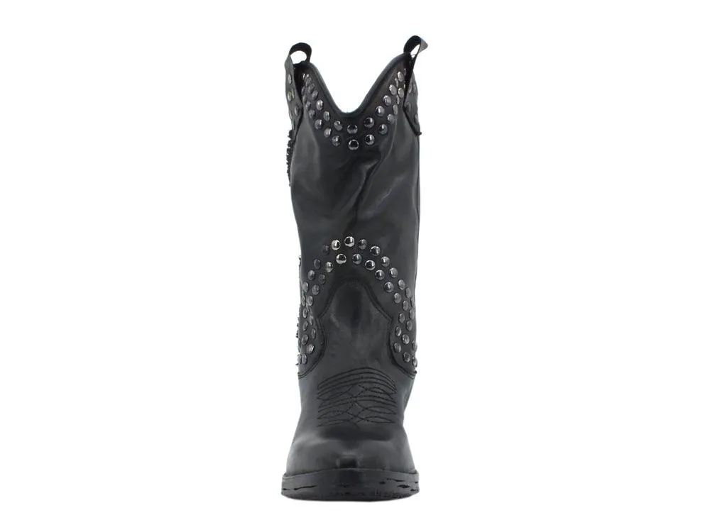 DIVINE FOLLIE Stivale Texano Nero TX251