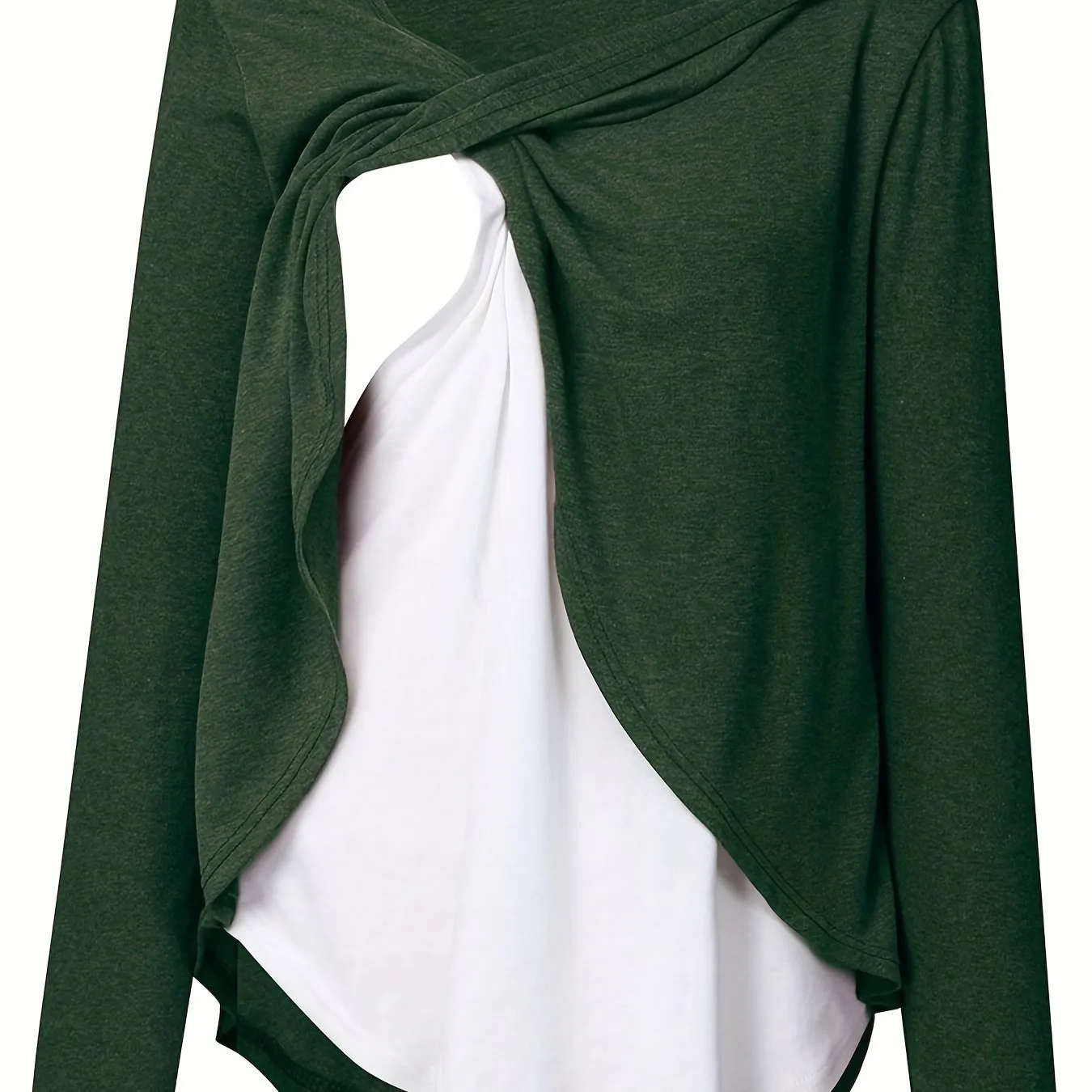 Donna Maternità Trendy Maglietta Color Block Due Pezzi, Allattamento & Postpartum Tees Front Open, Crew Neck Elegante Loose Mid 