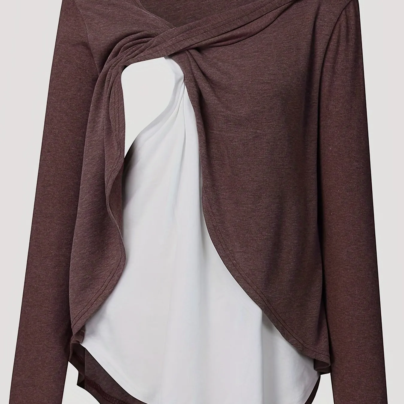 Donna Maternità Trendy Maglietta Color Block Due Pezzi, Allattamento & Postpartum Tees Front Open, Crew Neck Elegante Loose Mid 