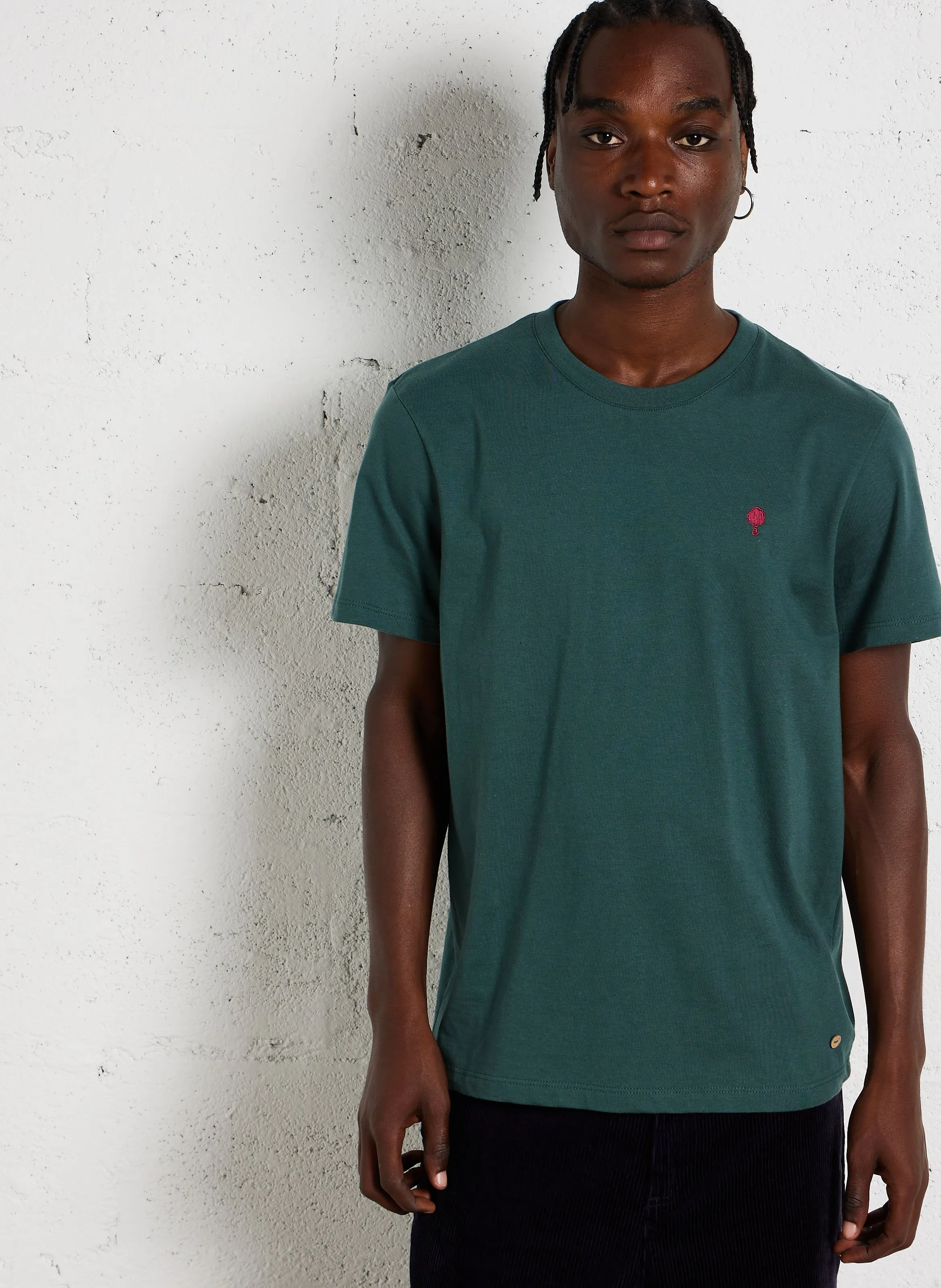  FAGUO   ARCY - Abito corto collo classico con bottoni in cotone | Verde