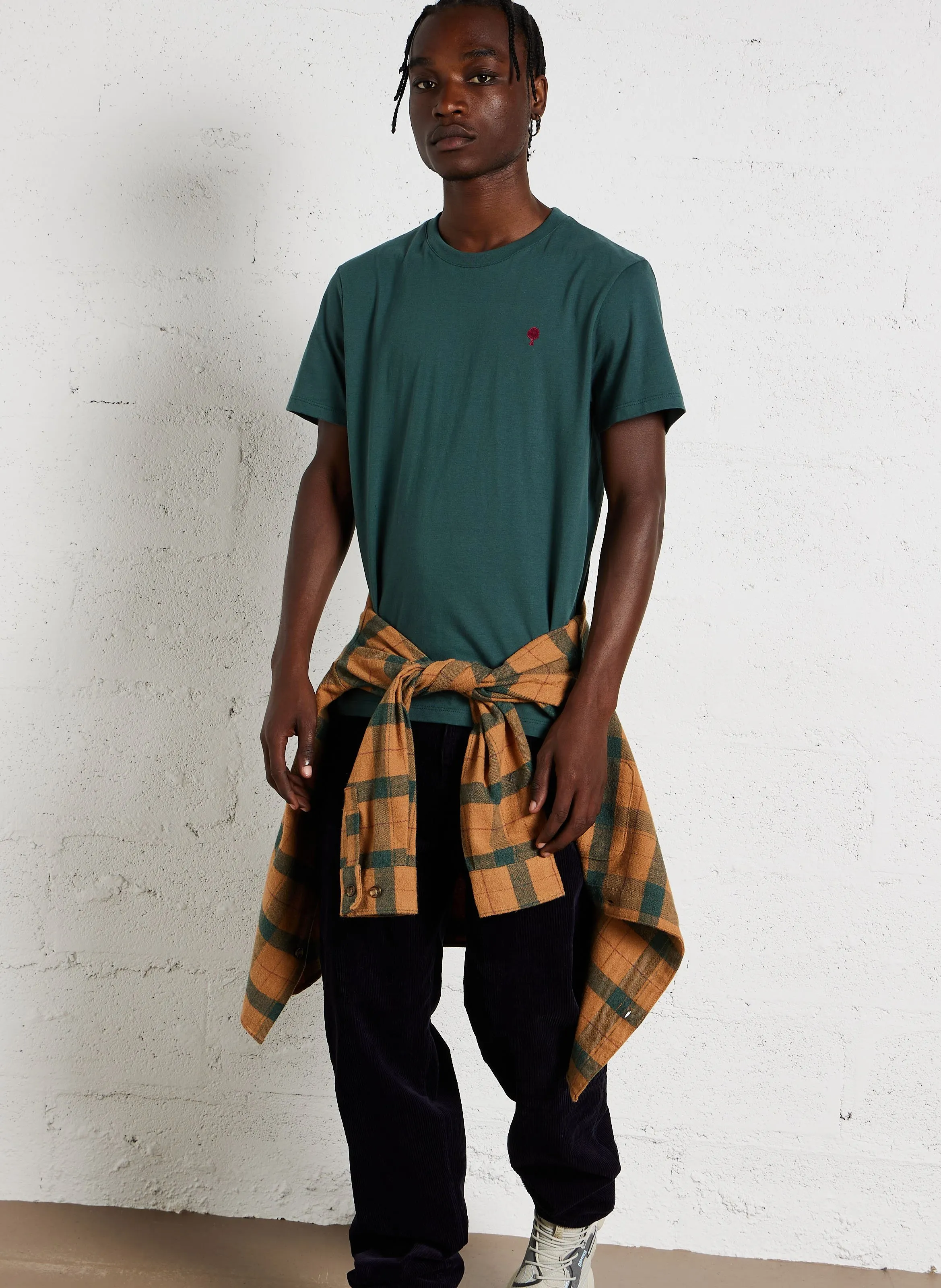  FAGUO   ARCY - Abito corto collo classico con bottoni in cotone | Verde