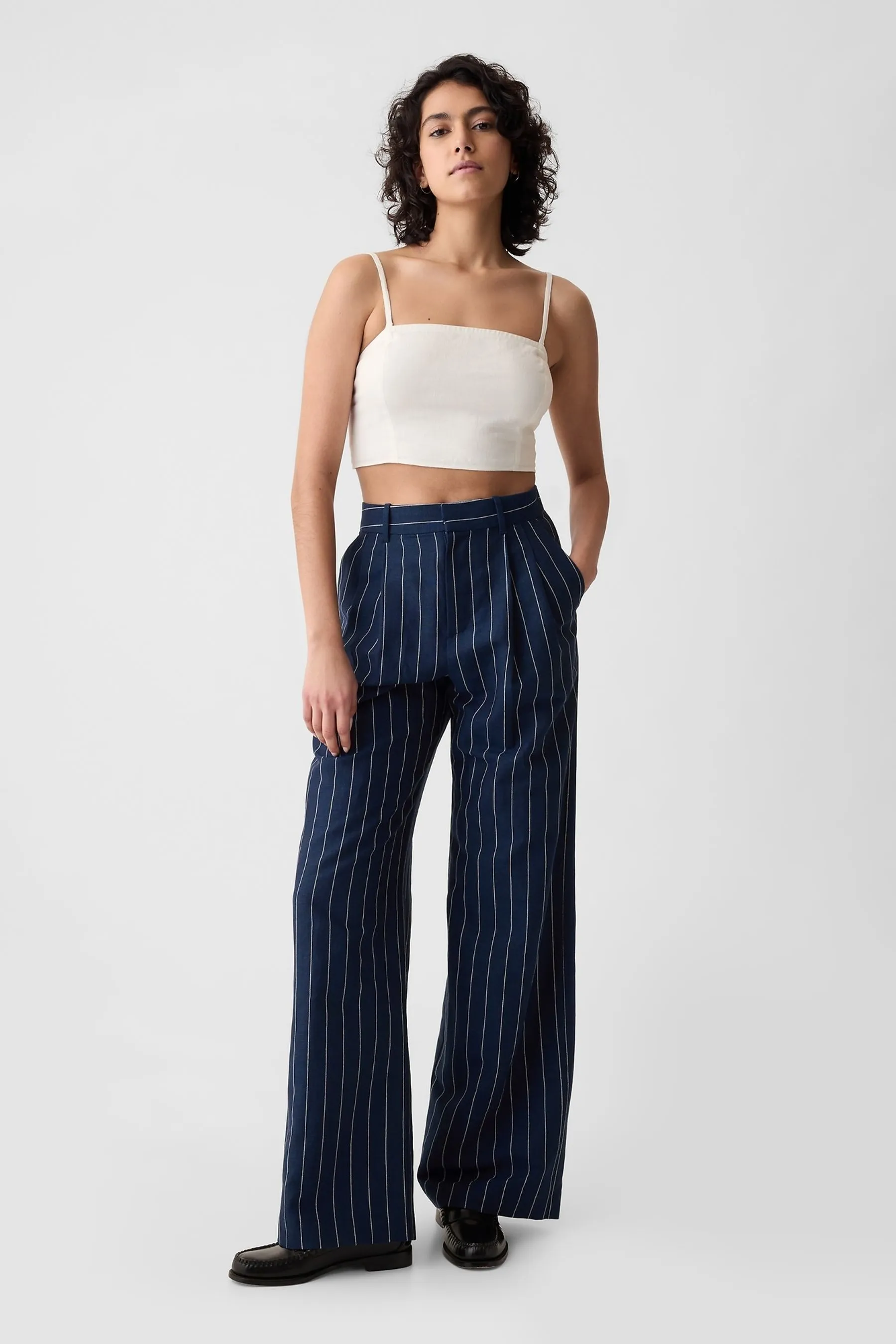 Gap - Pantaloni a vita alta in lino e cotone