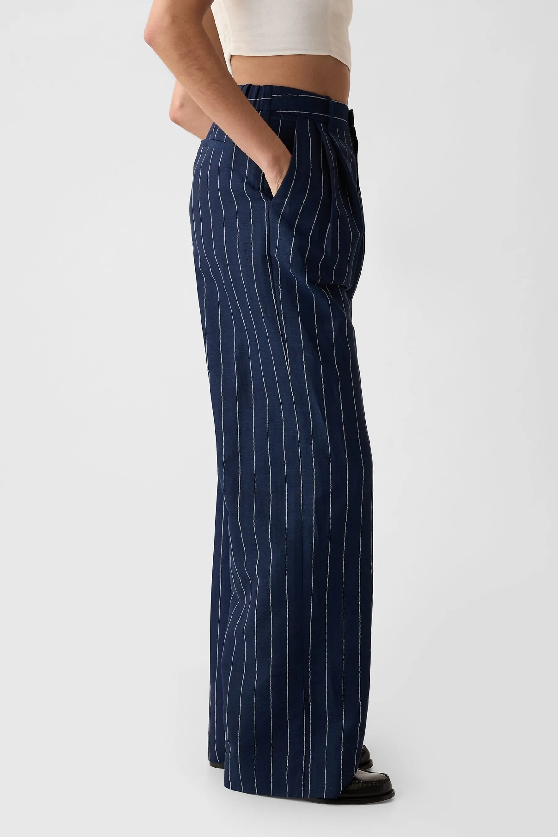 Gap - Pantaloni a vita alta in lino e cotone