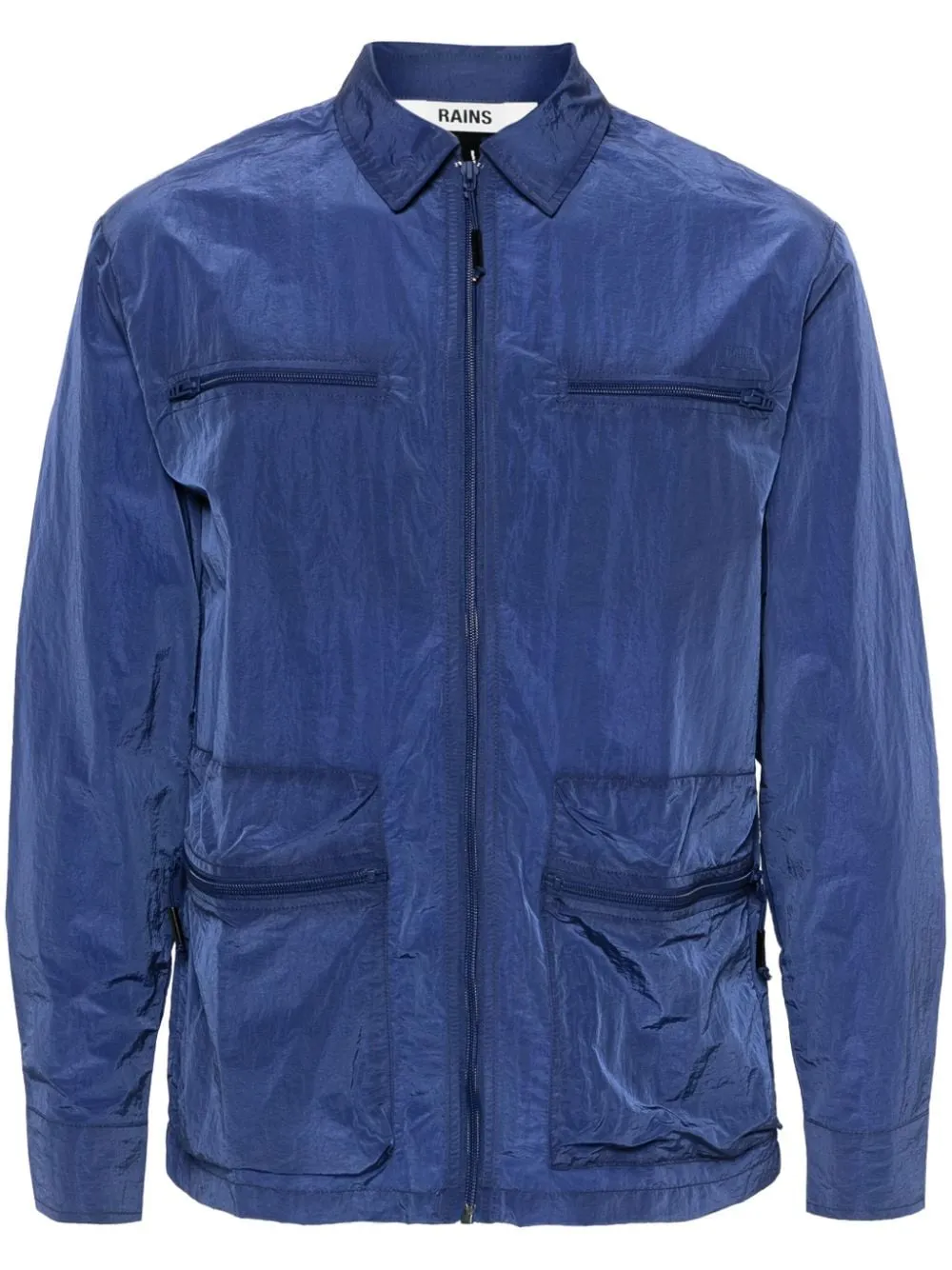 Giacca-camicia con stampa in blu di Rains - unisex