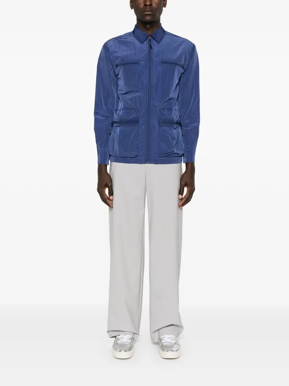 Giacca-camicia con stampa in blu di Rains - unisex