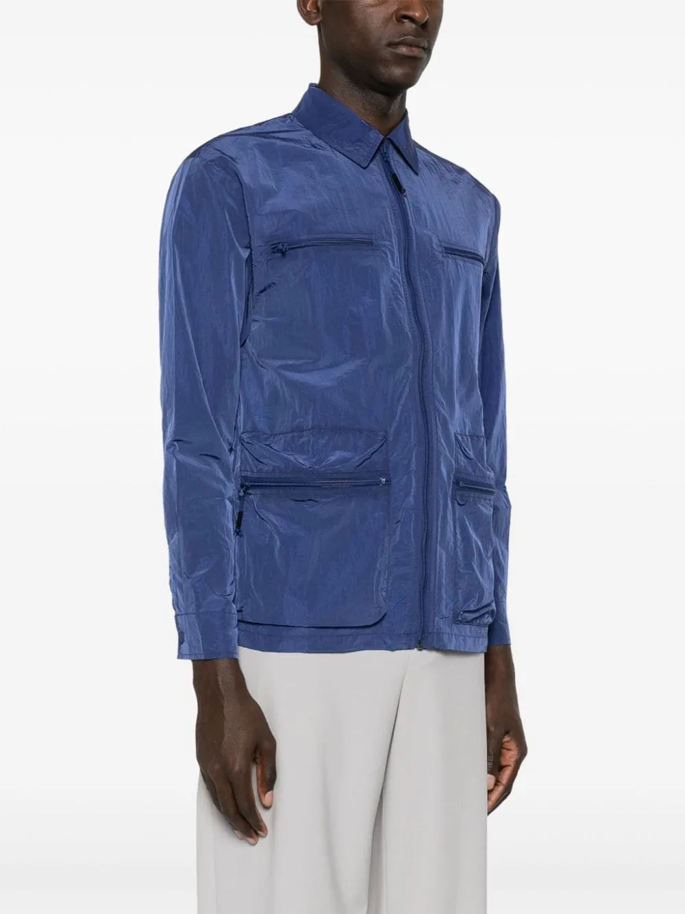 Giacca-camicia con stampa in blu di Rains - unisex