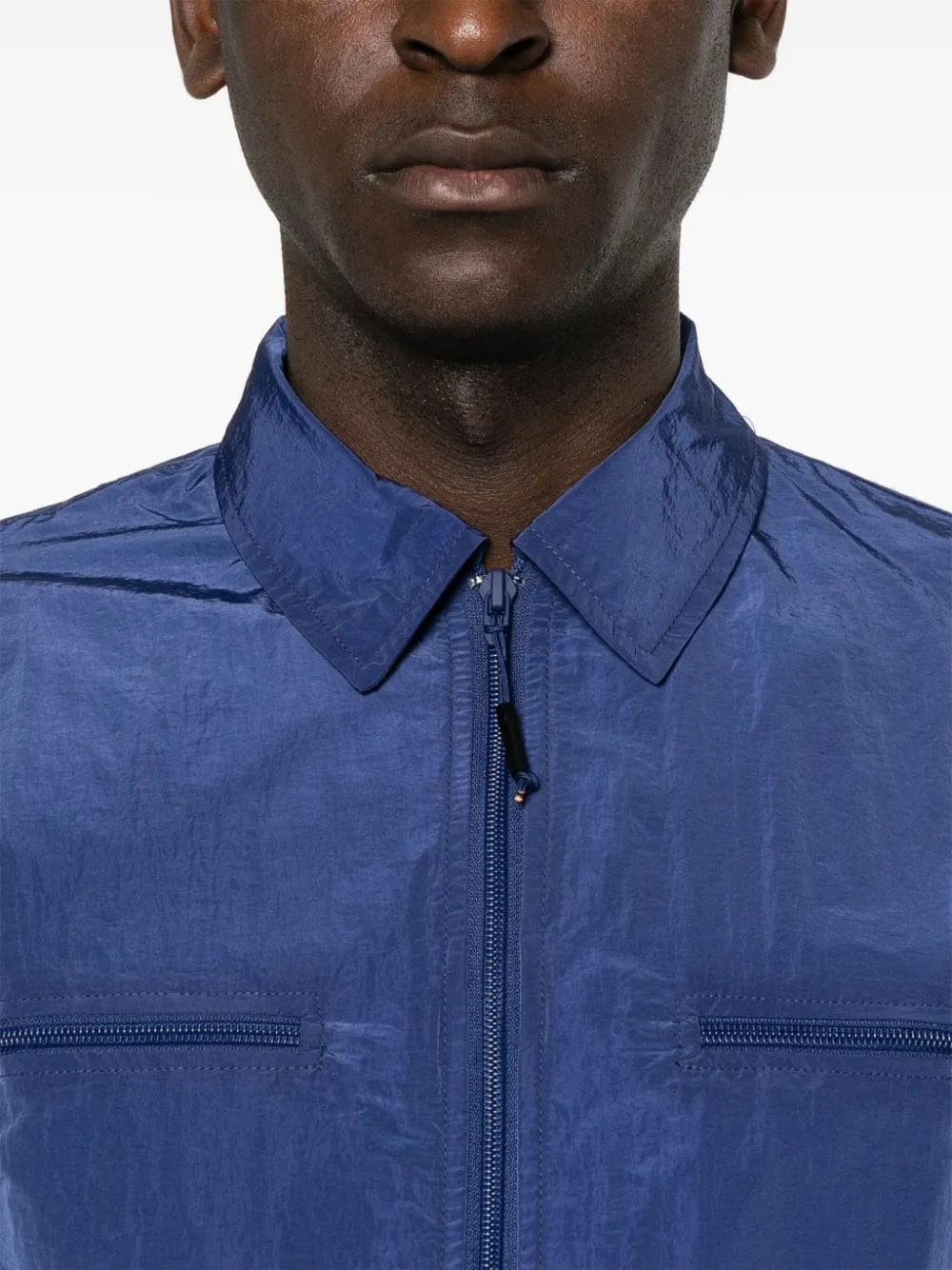 Giacca-camicia con stampa in blu di Rains - unisex