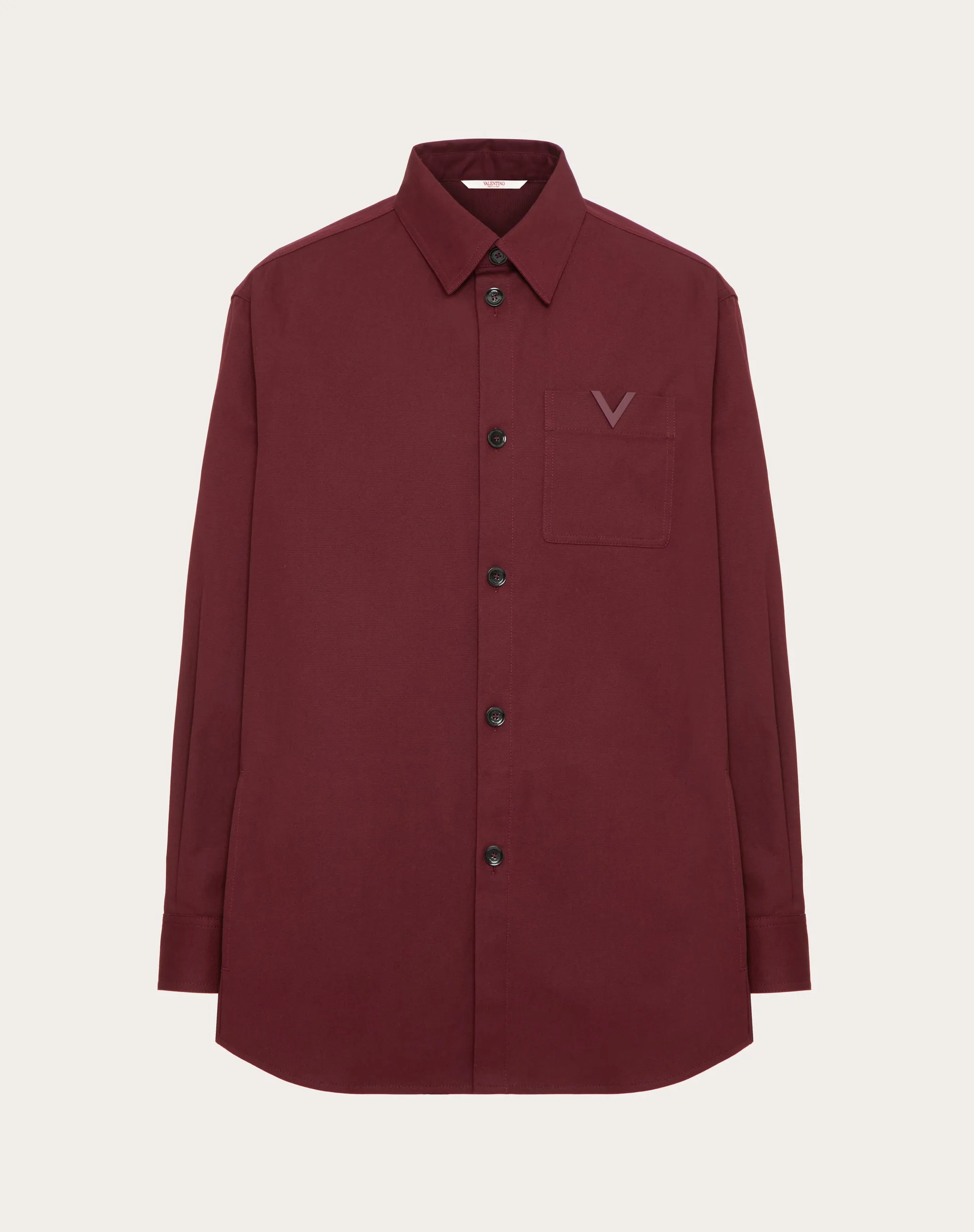 GIACCA CAMICIA IN CANVAS DI COTONE STRETCH CON V DETAIL GOMMATA