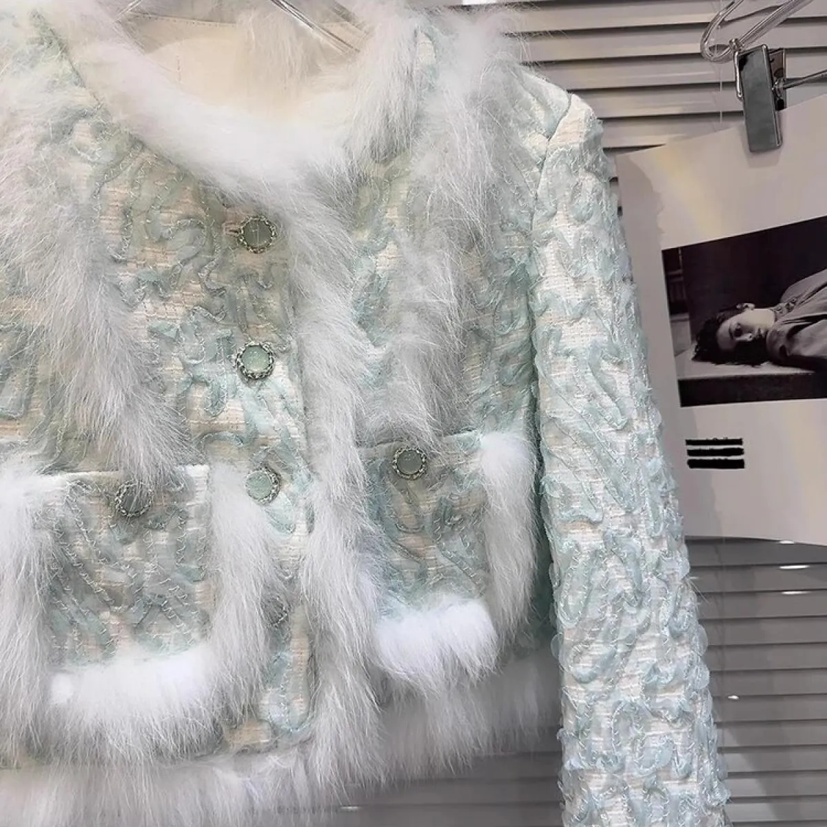 Giacca corta in tweed di pile di volpe da donna firmata High Street New Fashion 2023