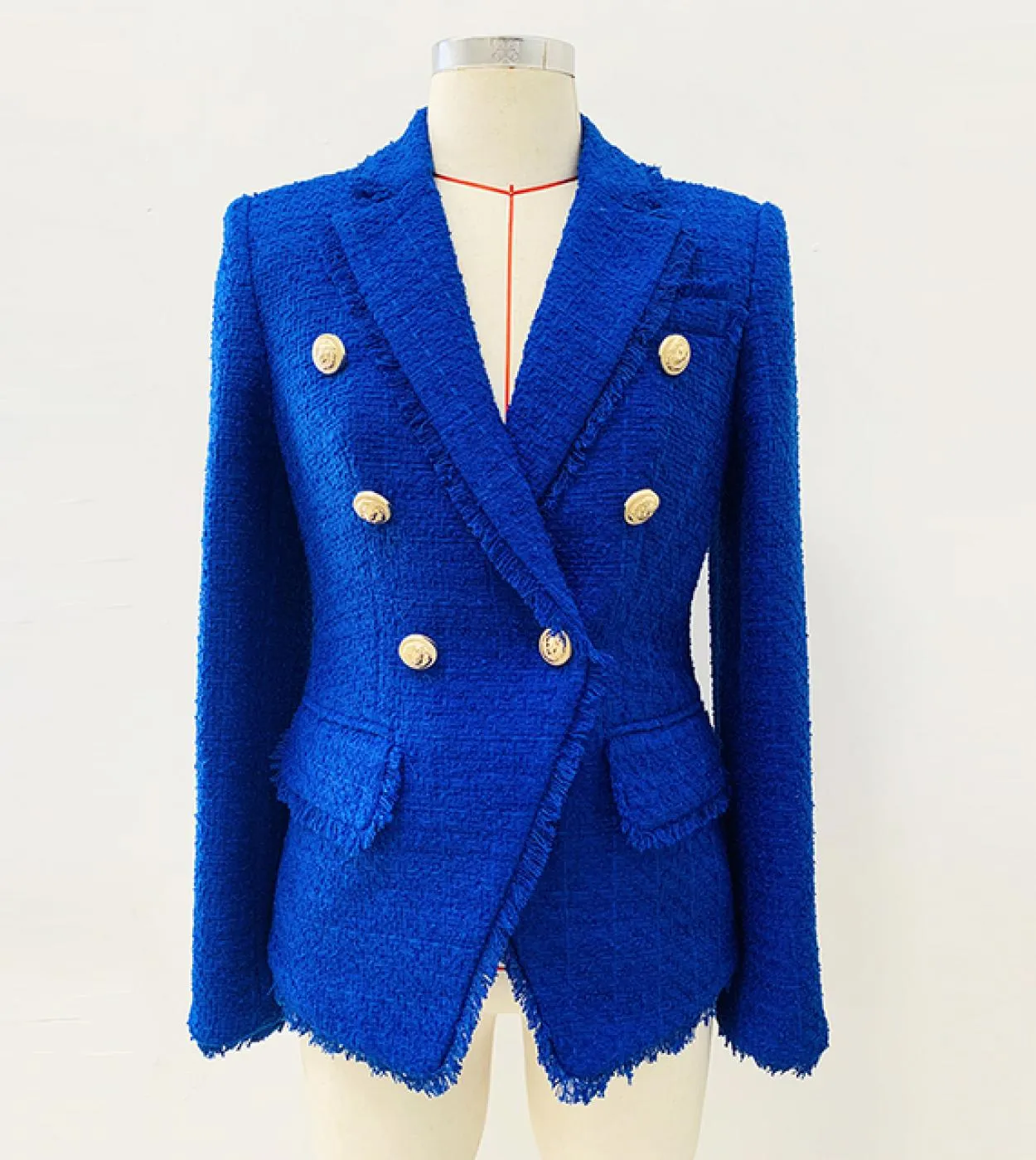 Giacca di design 2023 più recente di alta qualità Giacca da donna in tweed con frange con bottoni a doppio petto e vestibilità s