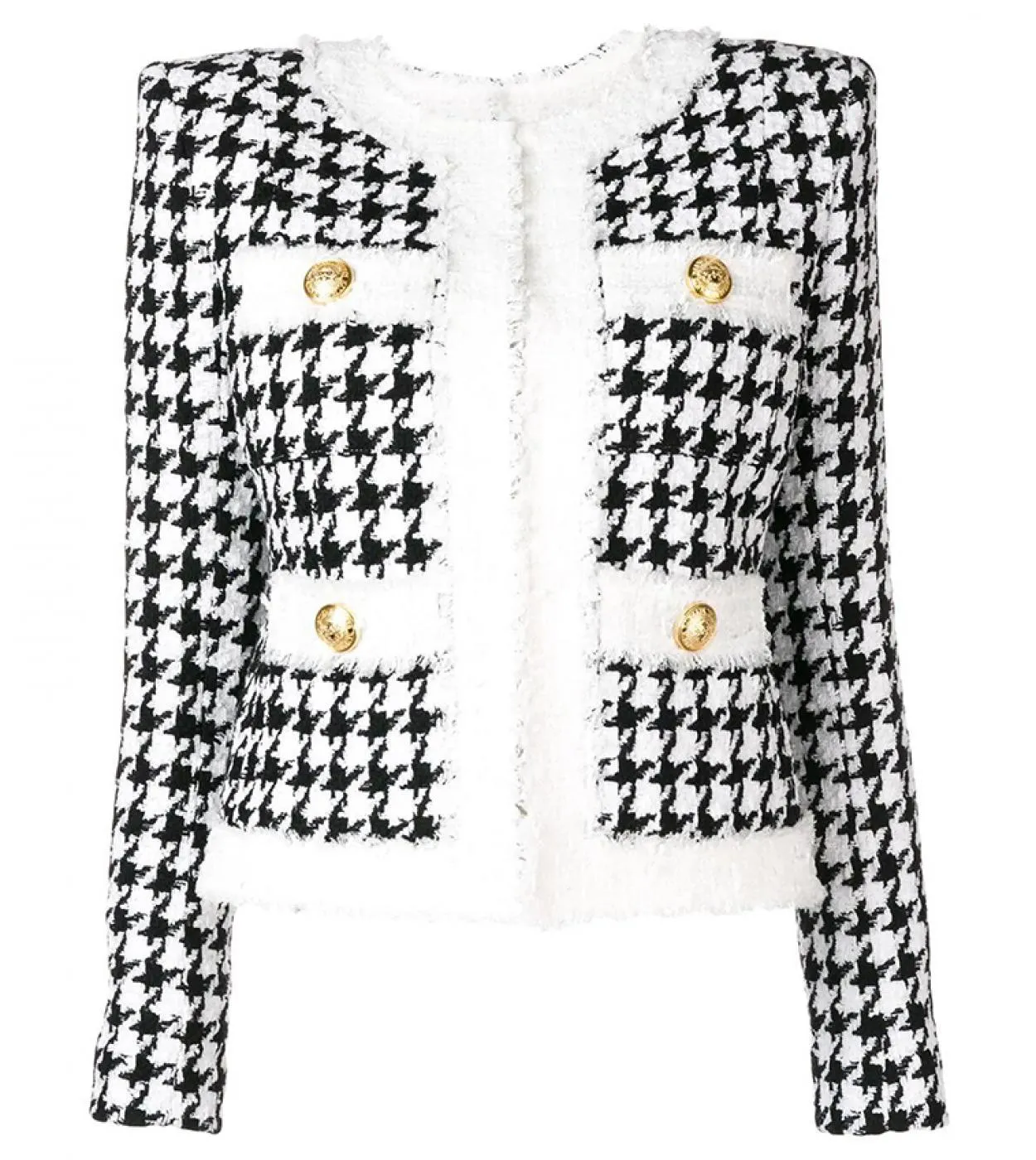 Giacca di design barocco autunno inverno più recente di alta qualità Giacca da donna in tweed con frange a blocchi di colore con