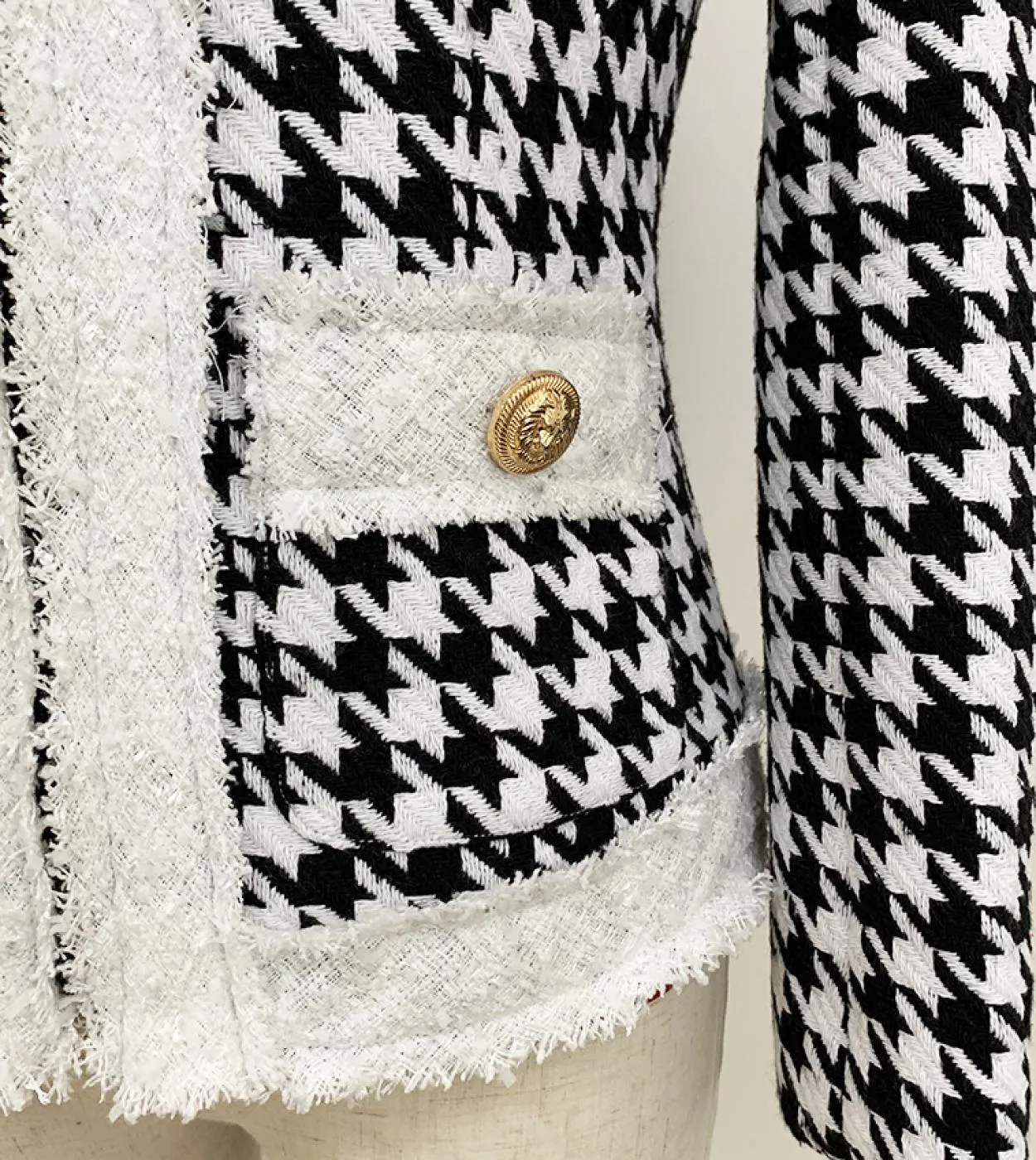 Giacca di design barocco autunno inverno più recente di alta qualità Giacca da donna in tweed con frange a blocchi di colore con