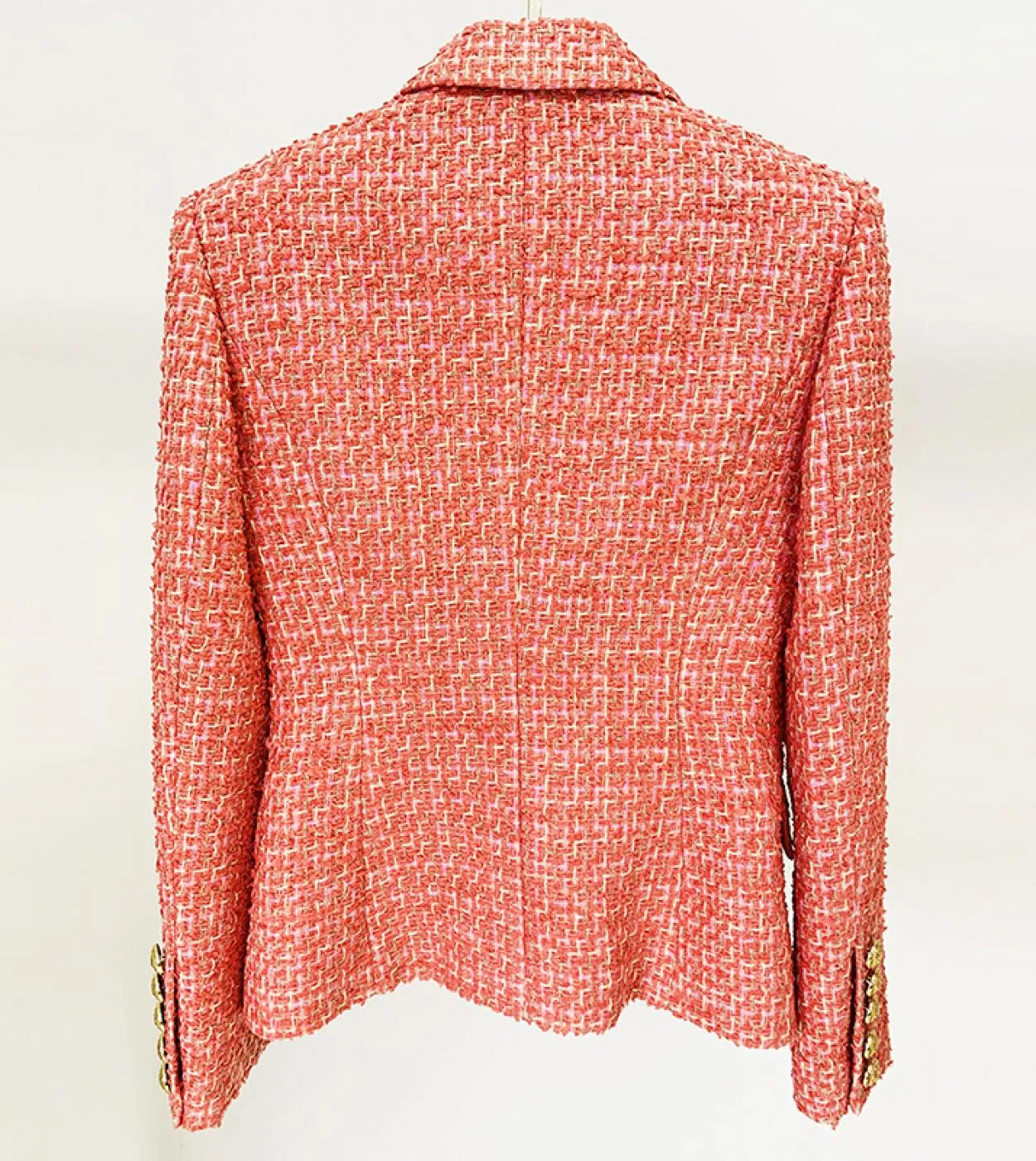 Giacca in tweed di alta qualità Donna 2022 Autunno Inverno Nuova testa di leone Bottoni in metallo Doppio petto Slim Giacche da