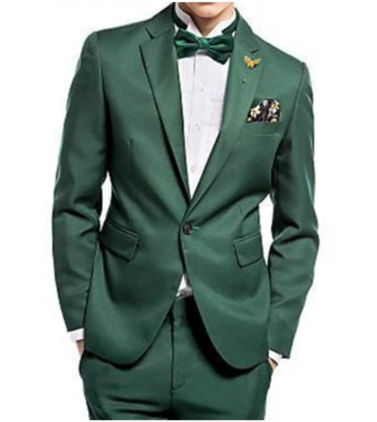 High Quality Dark Green One Button Groom Tuxedos Groomsmen Men Wedding Suits Formal Tuxedo Jacket Men Suit 2 Piecesjack