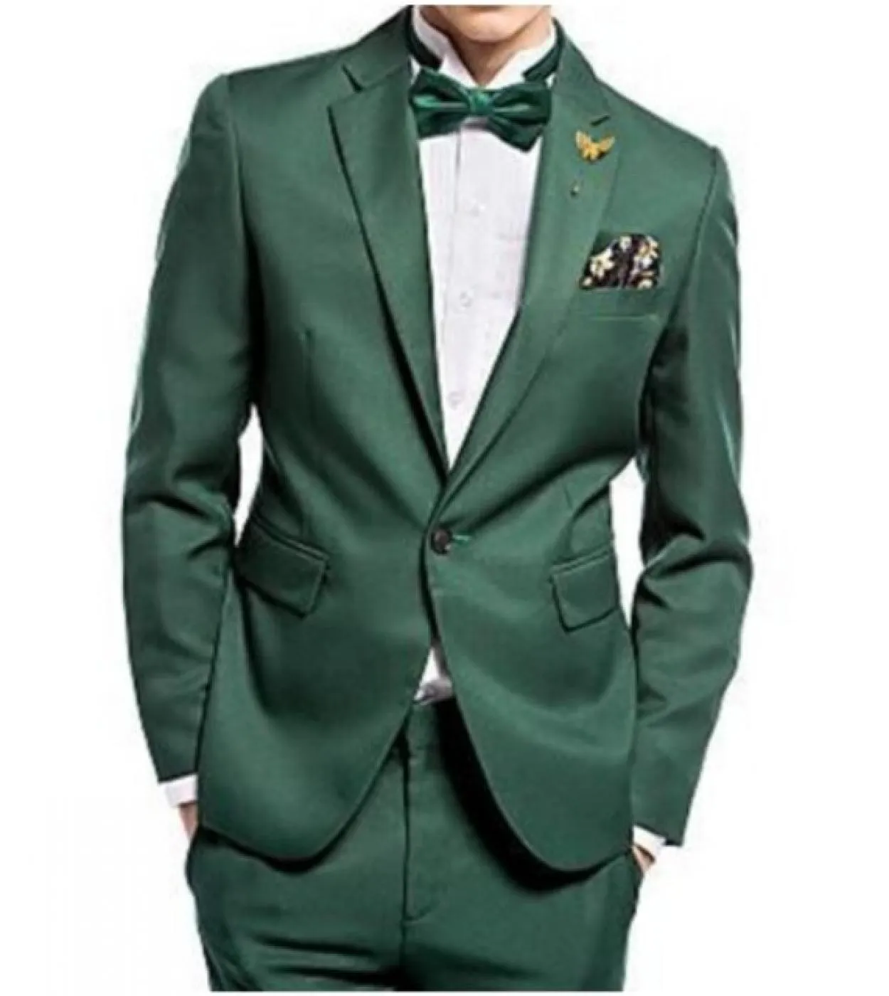 High Quality Dark Green One Button Groom Tuxedos Groomsmen Men Wedding Suits Formal Tuxedo Jacket Men Suit 2 Piecesjack