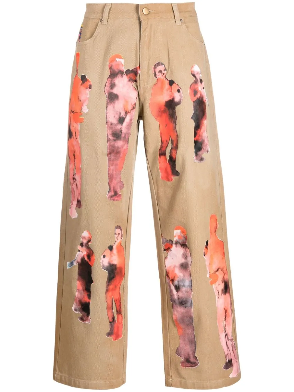 jeans beige con stampa
