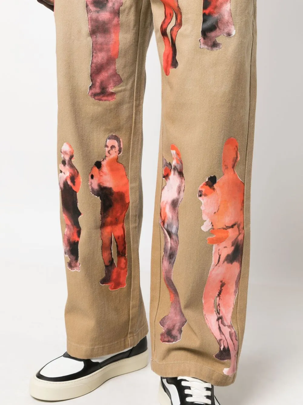 jeans beige con stampa