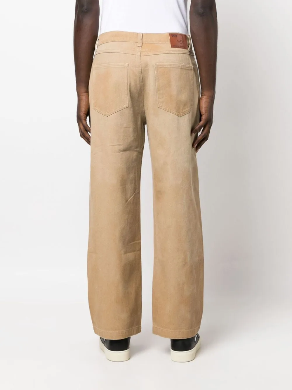 jeans beige con stampa