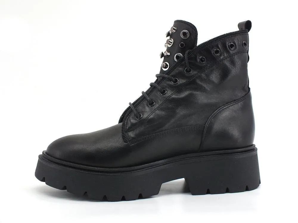 JIUDIT Stivaletto Anfibio Borchie Nero 5807
